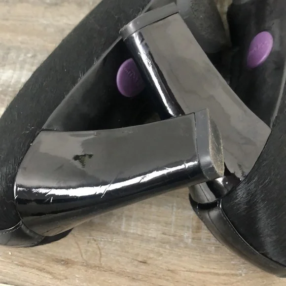 ME TOO Petal 9 Calf Hair Leather Black Patent Leather Heels Size 7.5 - Picture 10 of 10